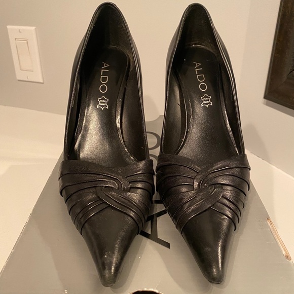 Black Leather Stilettos - Picture 3 of 5